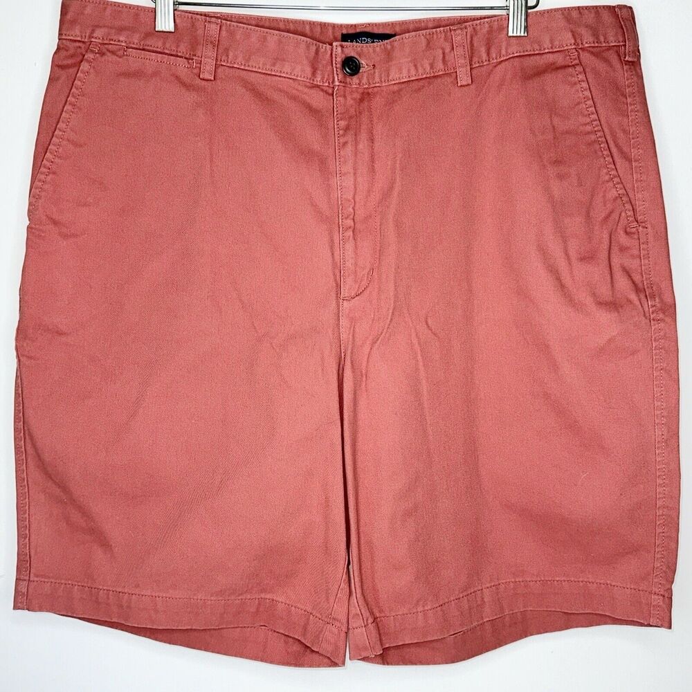 Lands End Khaki Salmon Color Chino Shorts Mens 42 Traditional Fit